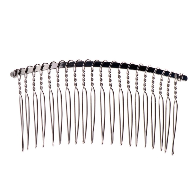 Pinzas para el pelo de 20 dientes para novia, accesorios para el cabello, peine lateral de Metal para velo de novia, herramienta de peinado DIY para mujer: Plata
