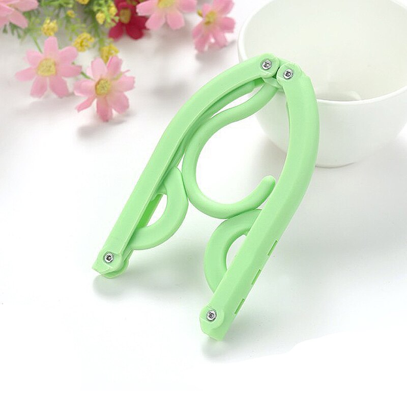 Multifunctional Portable Travel Folding Clothes Hanger Out Door Drying Rack Kids Home Storage Clothing Organizer: Green