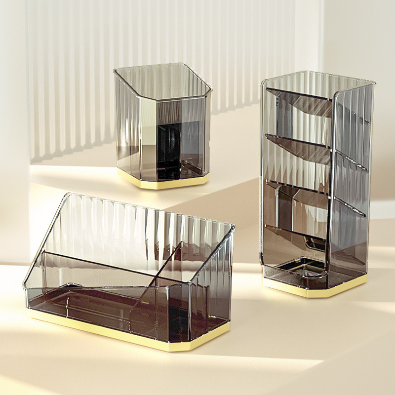 Organizador de maquillaje de lujo, caja de almacenamiento de brochas de maquillaje para baño de escritorio, caja de bolígrafos de oficina, organizador de brochas de maquillaje, caja de almacenamiento de lápiz labial