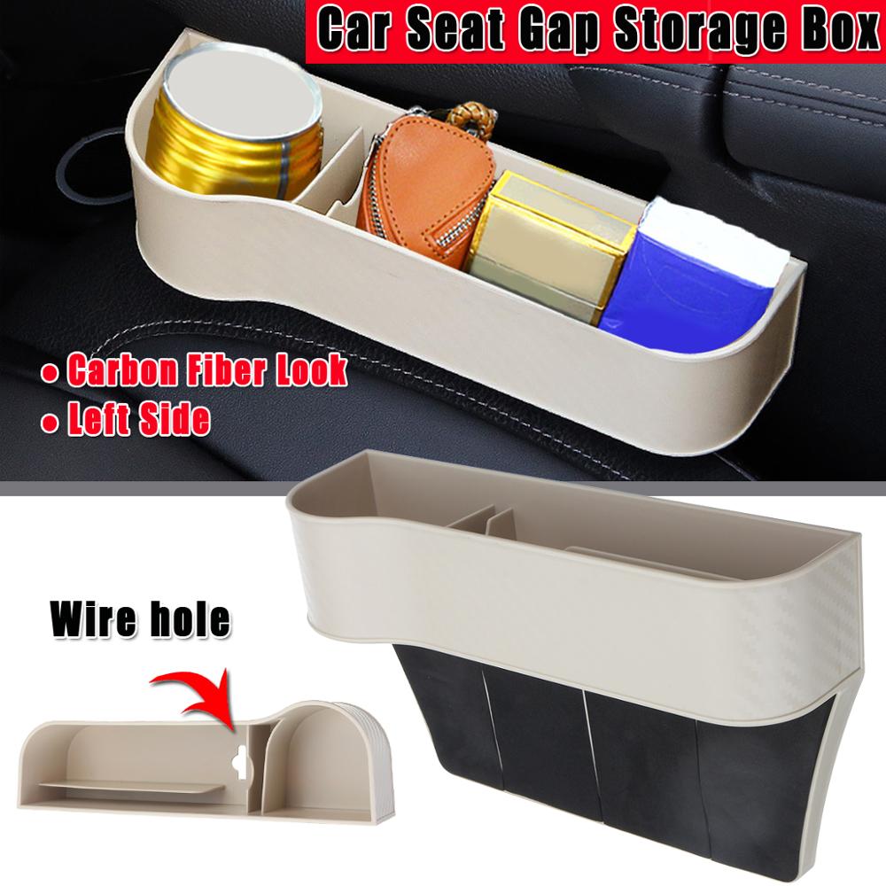 Left / Right Car Seat Crevice Gaps Storage Box ABS Plastic Auto Drink for Pockets Organizers Stowing Tidying Universal: 1pc LH Carbon Beige