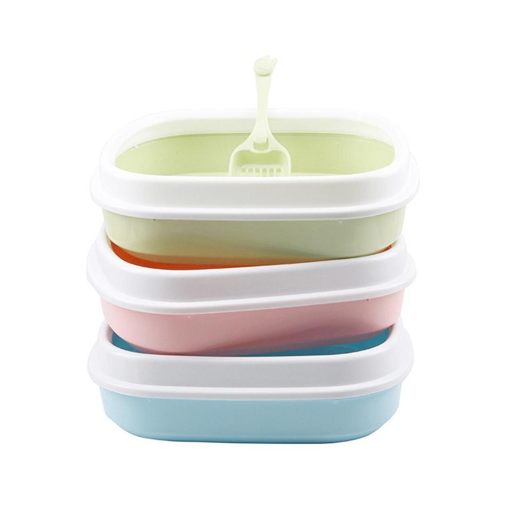 Arenero de plástico para mascotas, caja de arena antisalpicaduras para interior de gato, con cuchara de entrenamiento, almohadilla para PiS de gatito, bandeja de limpieza, suministros de residuos para cachorros