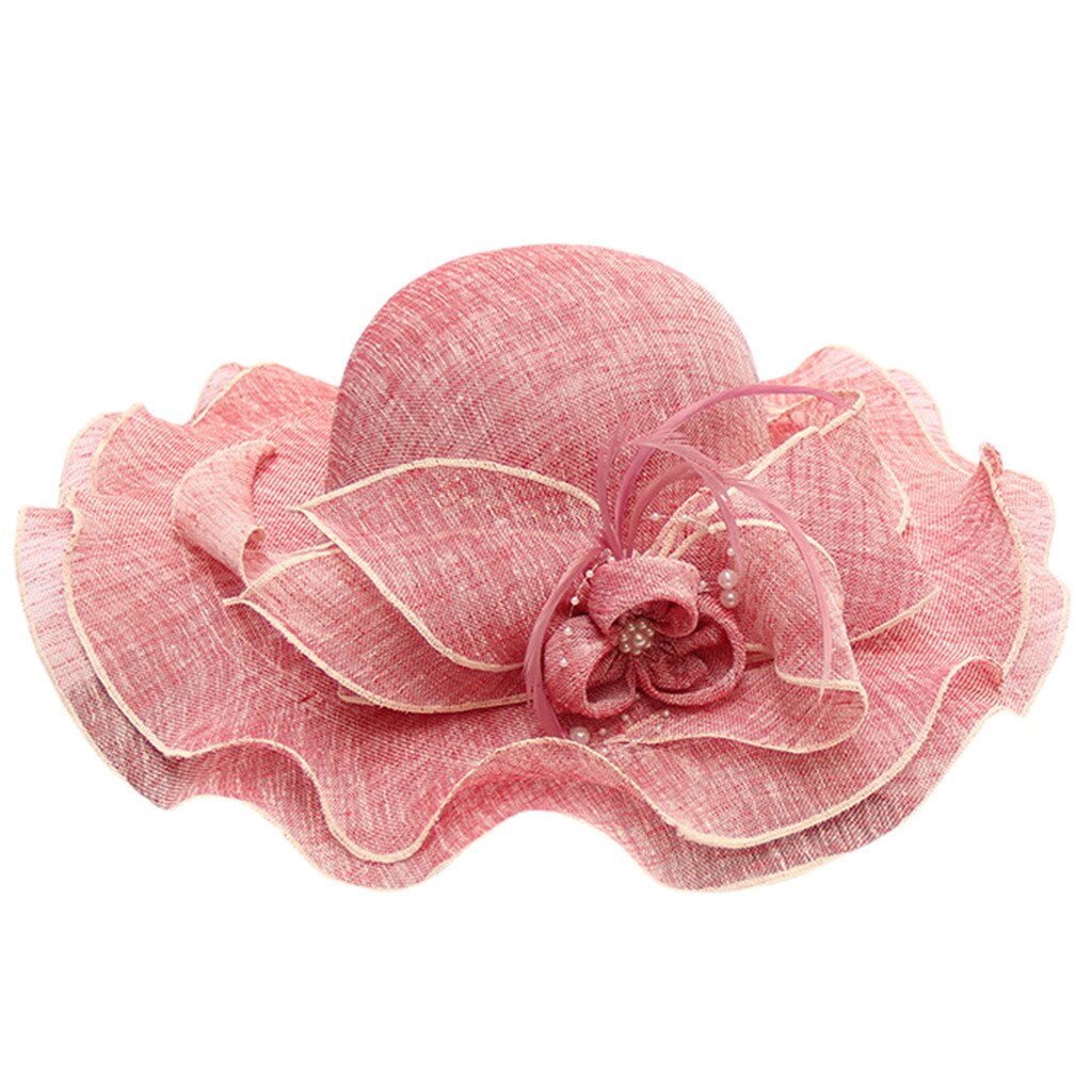 Elegante Frauen Sonnenhut frauen Organza Kirche Kentucky Fascinator Braut Tee Party Hochzeit Hütte Gorras шляпа женская летняя: Wein rot