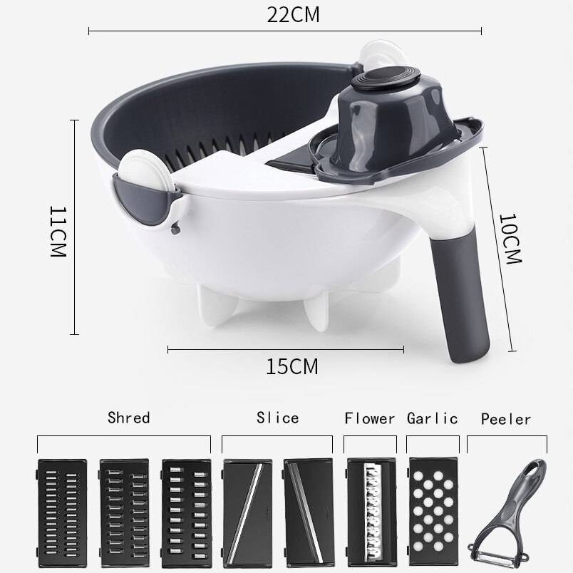 9 In 1 Mandoline Slicer Groentesnijder Met Scherpe Messen Verstelbare Handmatig Draaien Groente Cutter Snijden Keukengereedschap: Default Title