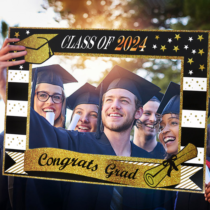 2024 Gegradueerde Satijnen Sjerp Glitter Kroon Voor Afstudeerfeest Decoratie Ballonnen Fotocabine Rekwisieten Bachelor Graduate Benodigdheden