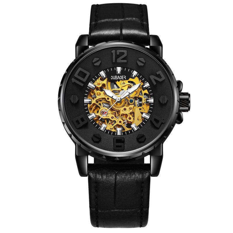 OUBAOER-Reloj de pulsera para hombre, de negocios, automático, Tourbillon, mecánico, resistente al agua, masculino,: black gold 004A