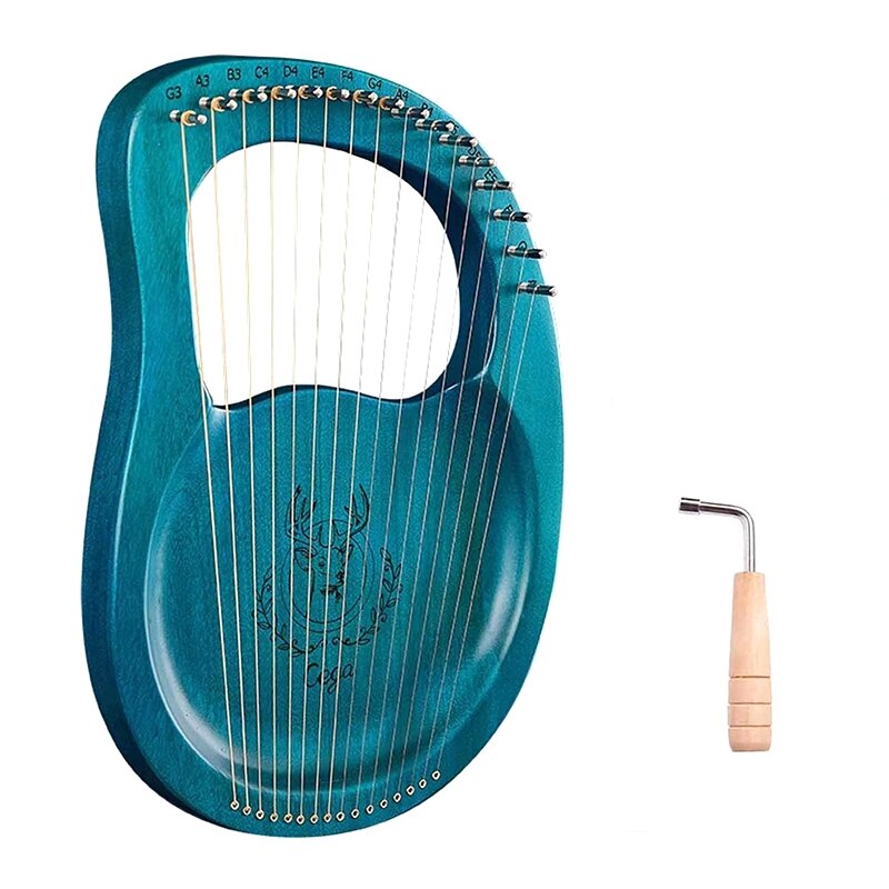 Cega Lyre Harp,16 Strings Harp Mahogany Lyre Harp,Portable Stable Sound Harp for Instrument Lovers Beginners