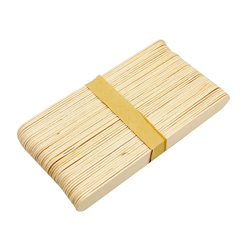 50x depresor de lengua de madera con cera desechable, palo de depilación corporal, depresor de lengua