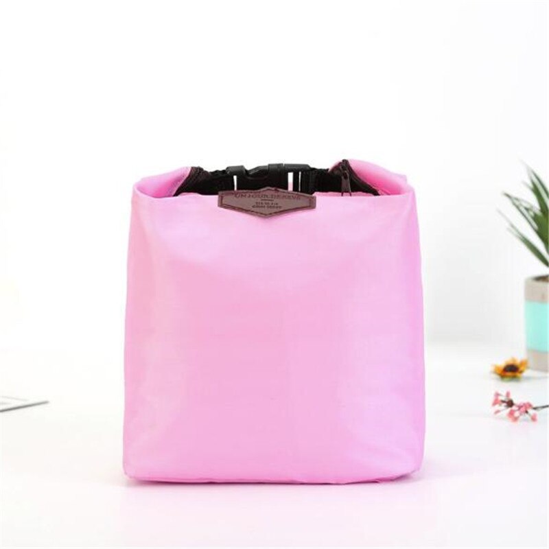 Waterdichte Koeltas Nylon Praktische Kleine Draagbare Ijs Zakken 6 Kleur Thermos Lunchbox Picknick Packet Bento Box Voedsel Thermische tas: Pink