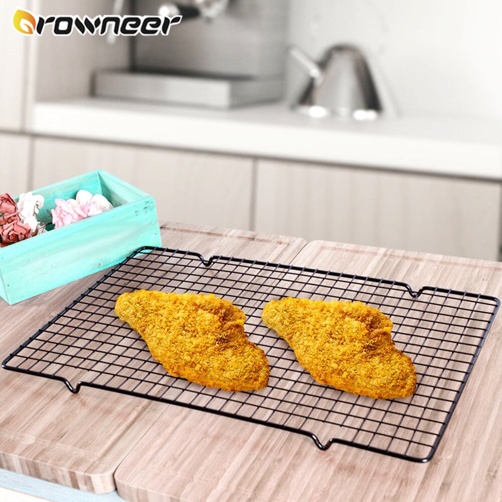 2 Sizes Thicking Narrow Grid Cooling Shelf Multipurpose NonStick Cake Rack Carbon Steel Net Tray Black Cookie Biscuit Pie Holder