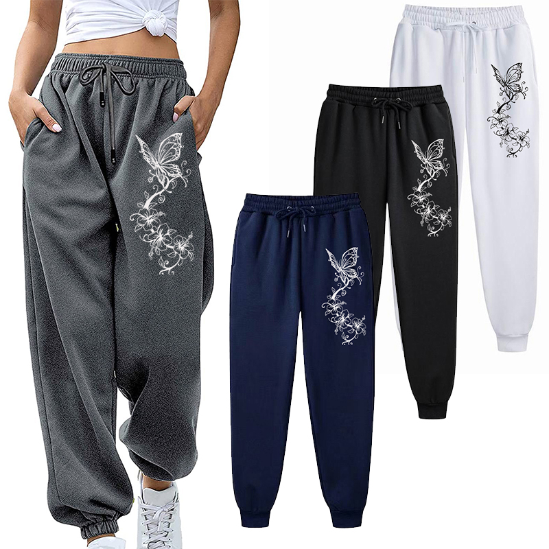 Pantalones deportivos con estampado Floral y mariposa a la , pantalones de para mujer, pantalones para correr, pantalones para correr para Fitness y ocio para mujer