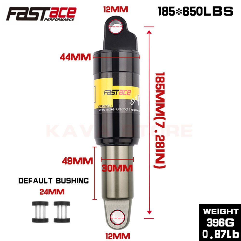 FASTACE – amortisseur arrière vtt, 125/150/165/175/185mm, 550lbs, ressort d&#39;huile de Suspension, pour Scooter, vélo électrique, vélo de neige: 185mm