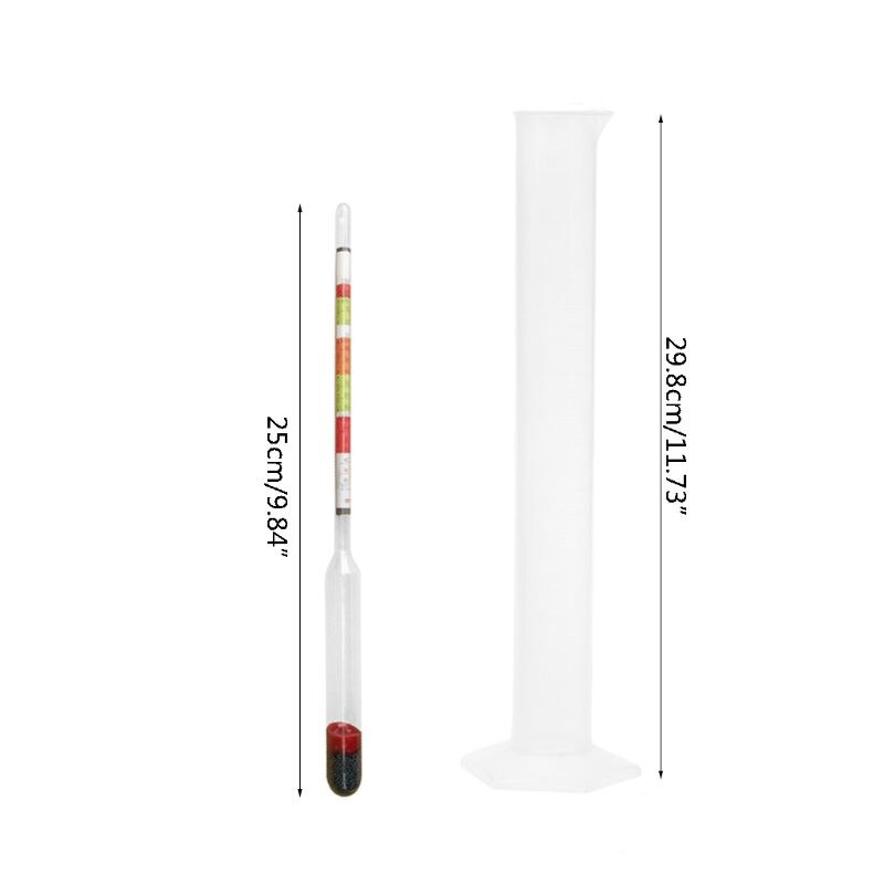Øl alkoholmåler 0.990-1.160 bærbar 3 in 1 alkoholometer hydrometer glas