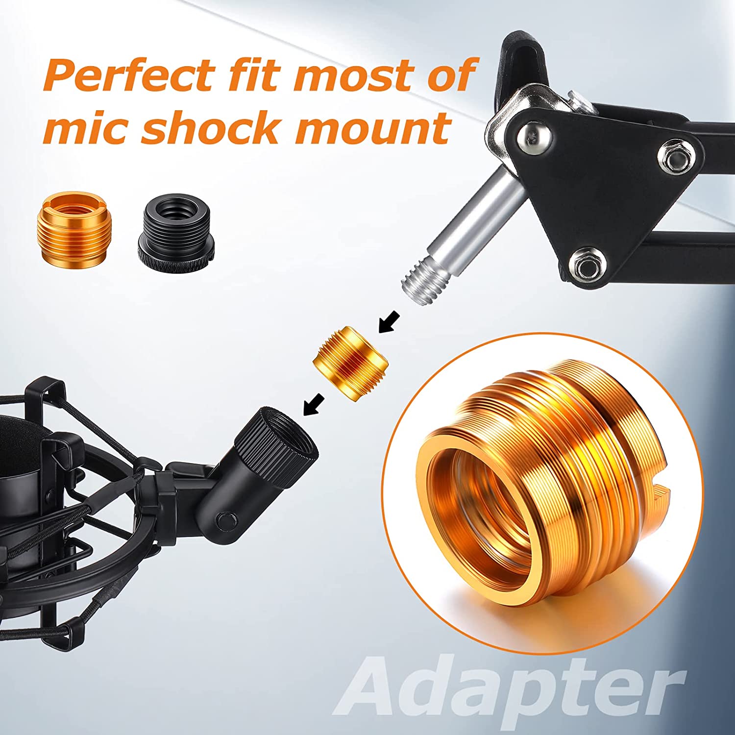 8 Pack Mic Screw Adapter 3/8 Female to 5/8 Male Microphone Stand Adapter Thread Adapter Set Mic Stand Screw Adapter for Micropho