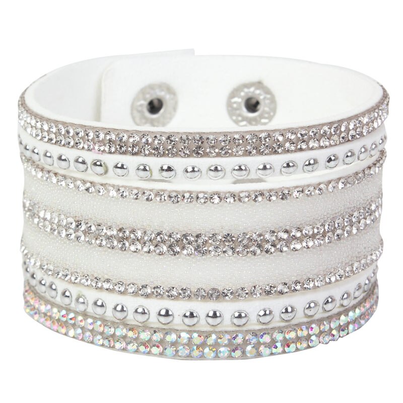 Multilayer Leather Rhinestones Wide Bracelets&Bangles Women Girls Men Chain Charms Wrap Bracelet Wristband Party Jewelry: B1963 H