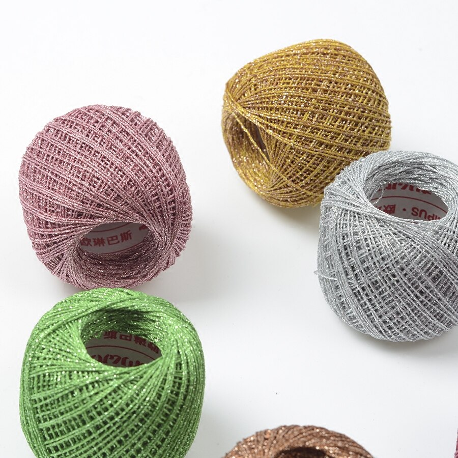 100g Fine Gold Silver Metallic Yarn Sparkly Crochet Metallized Threads Yarns for Hand Knitting DIY Needlework Bulky Yarn