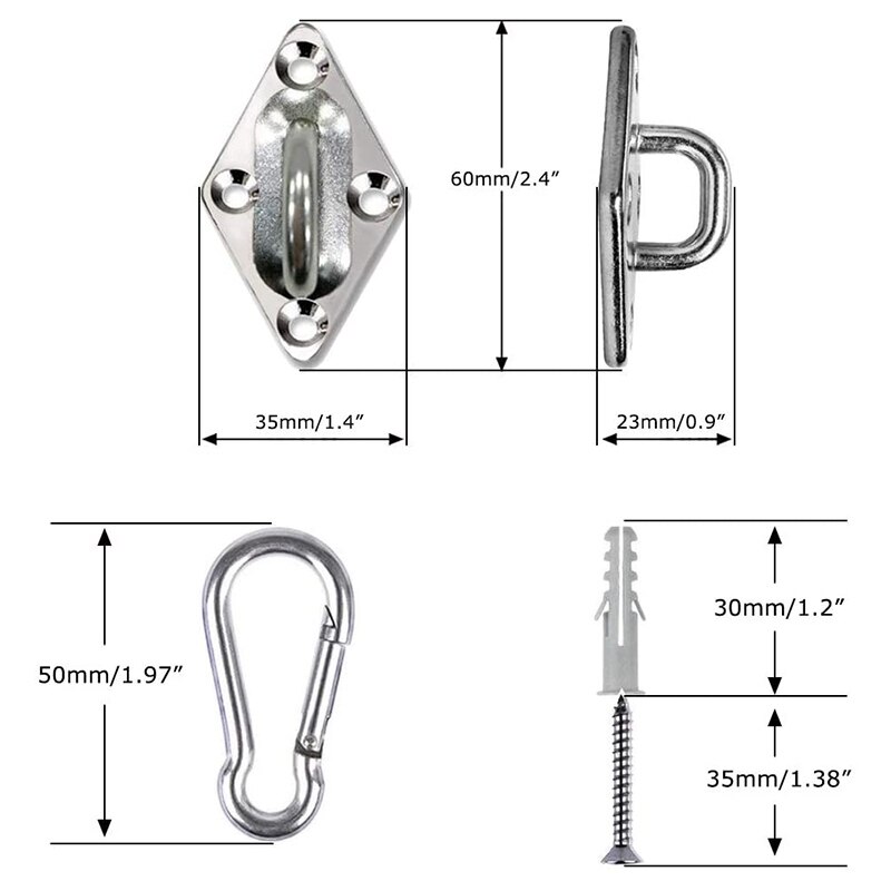Kit de aparejos para toldo de vela de 30 Uds para toldo rectangular resistente Instalación de velas de sombra de 5 pulgadas para cubierta de césped y jardín Patio