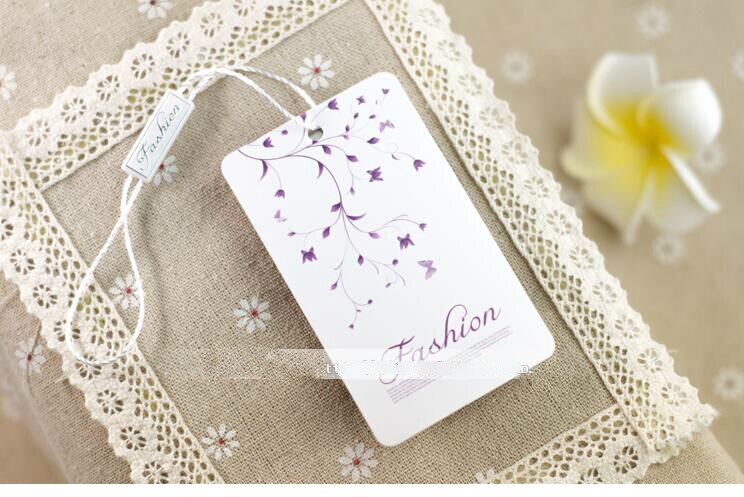 Lote de 100 Uds. De etiquetas para colgar ropa recubiertas de papel de 0,37g de grosor con cuerda, accesorios para hacerlo tú mismo con flores estampadas a color