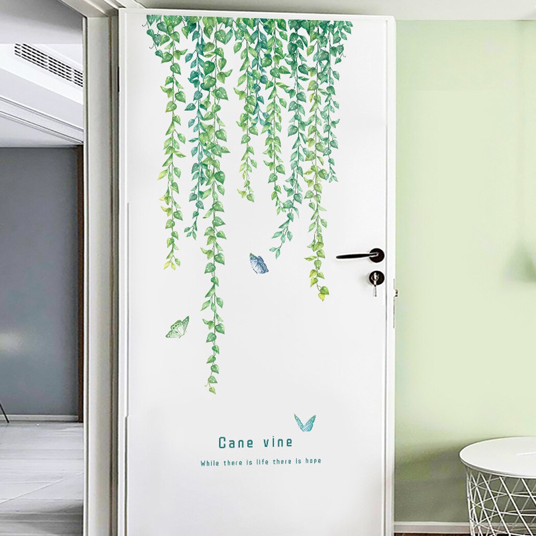 90*60cm Green Vine Pattern Wall Sticker Removable PVC Plastic Leaf Window Decal Home Bedroom Decorative Sticker