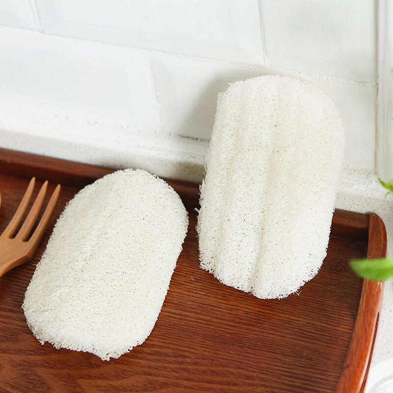 1/3Pc Natural Loofah Dishwashing Cloth Kitchen Decontamination Non-stick Oil Brush Pot Double-sided Cleaning Microfibre Sponge