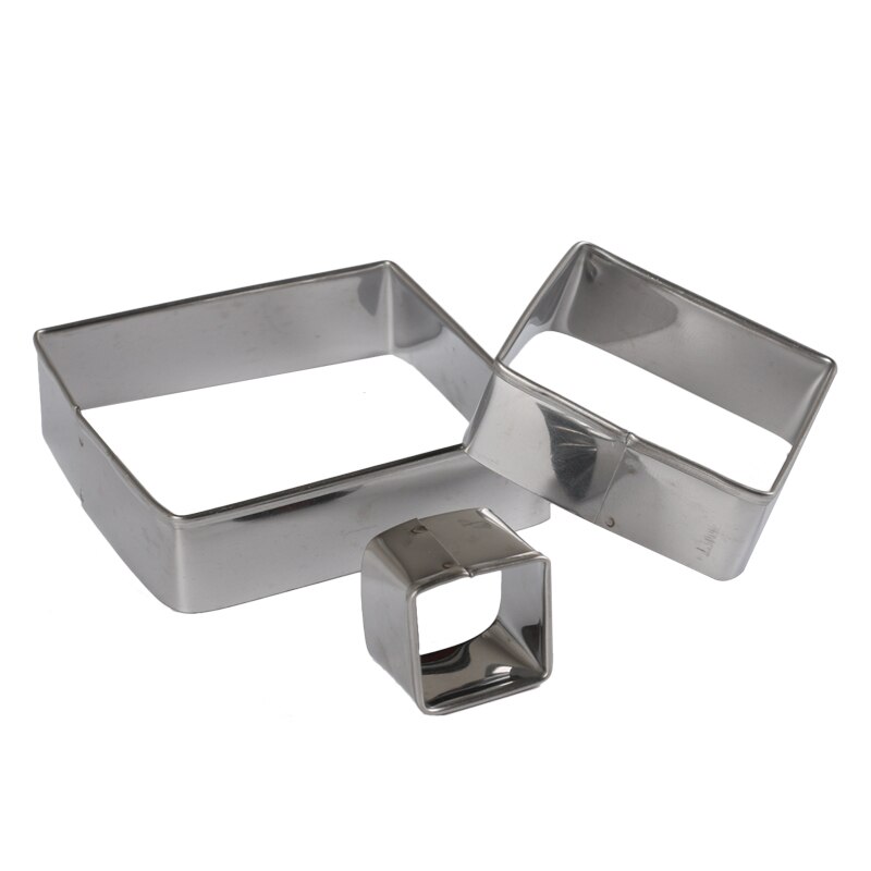 3Pcs/Set Plaque Cutter Cookies Frame Cake Oval Square Rectangle Fancy Stainless Mold
