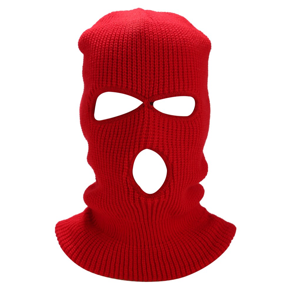 Gorro bufanda mascarilla cálida máscara de cobertura de la cara completa Pasamontañas de punto de tres agujeros capucha de mamá CS invierno esquí ciclismo máscara gorro hiphop: red