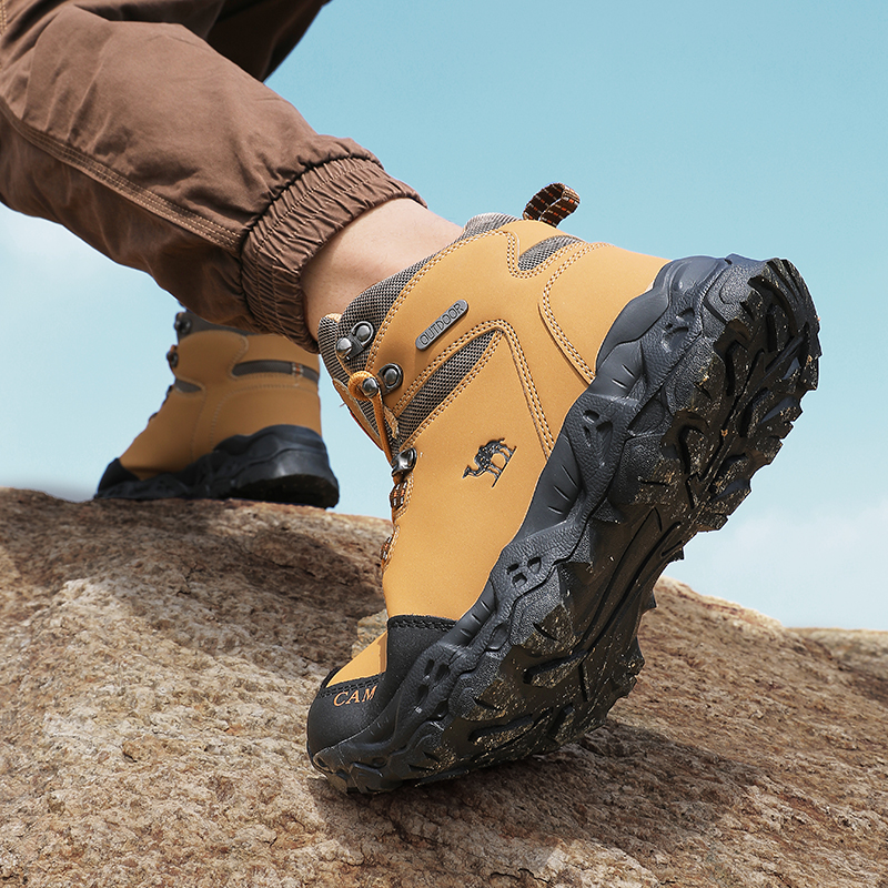 Zapatos de senderismo impermeables para exteriores para hombre, zapatillas de cuero para caminar, zapatos antideslizantes para escalar y senderismo, botas de trabajo cómodas para hombre