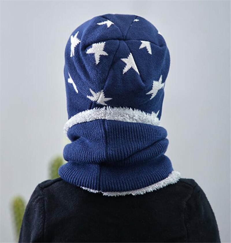 Kind Winter Muts Sjaal Set Jongen Meisjes Warme Pluche Mutsen Hat 2 Stuk Sets Kid Geometrie Print Mode Outdoor ski Cap Sjaals