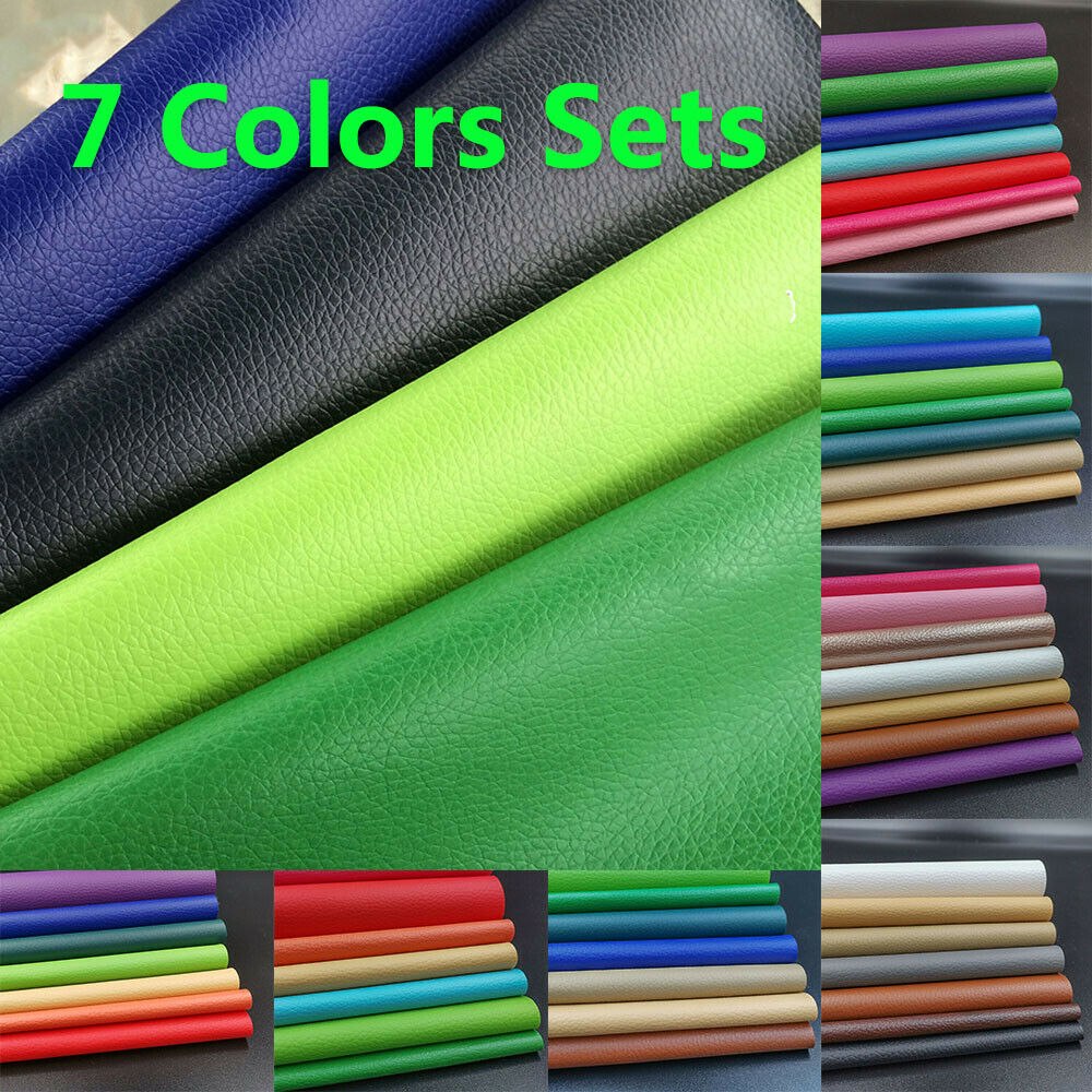 7Pcs Rainbow Litchi Patroon Pu Kunstleer Stof Kunstleer Voor Naaien Tas Kleding Sofa Auto Diy Materiaal 20X30CM Lakens