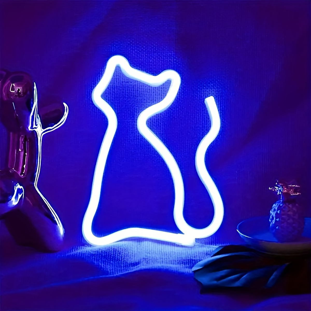 Luz de neón decorativa LED multifuncional para dormitorio, atmósfera del hogar, luz decorativa de primavera y verano, luz de estilo para fiestas navideñas, luz nocturna para habitación de niños, USB o con batería: naranja
