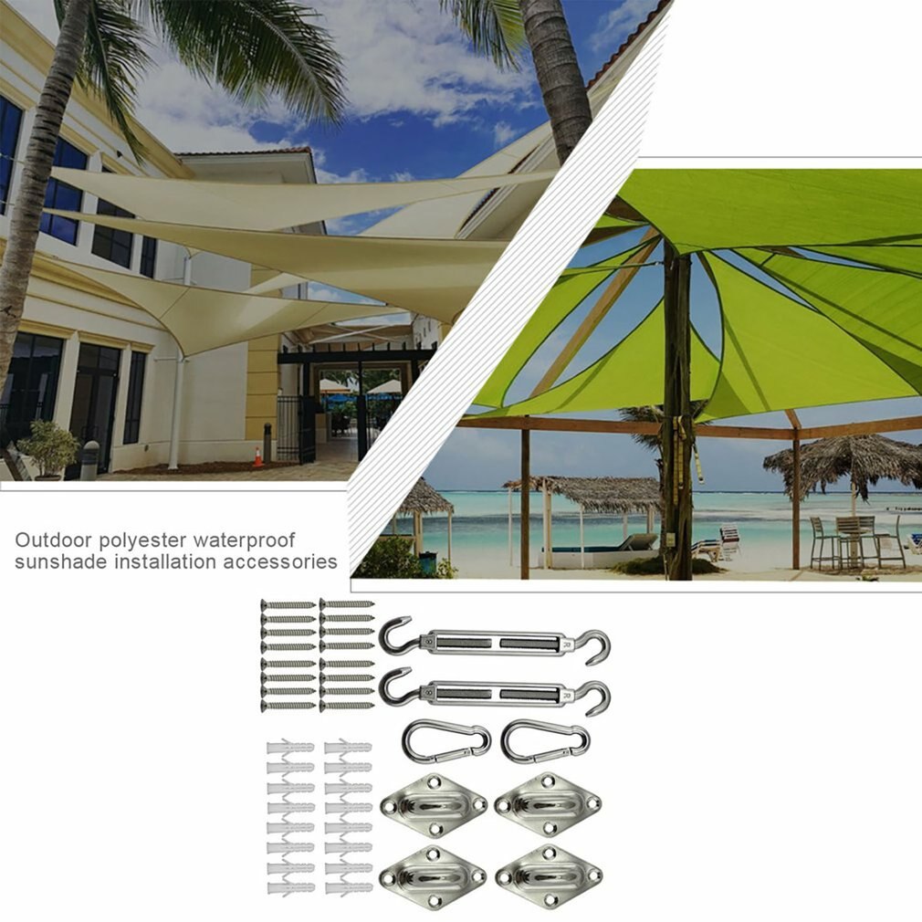 Tensioning Screws Snap Hooks Wall Bracket Awning Attachment Set Kit Privacy Screen Assembly Material Complete Set