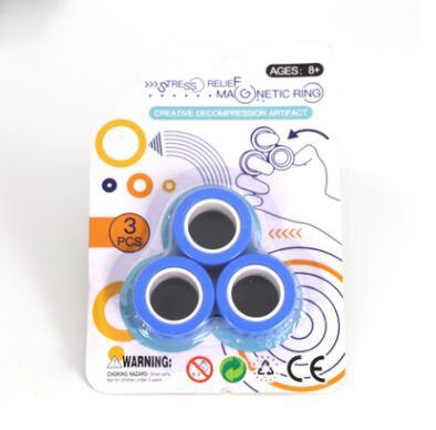 Magnetic Rings Fidget Unzip Toy Magic Ring Props Tools Children Magnetic Ring Finger Spinner Ring Adult Toys For boyfriend: Blue
