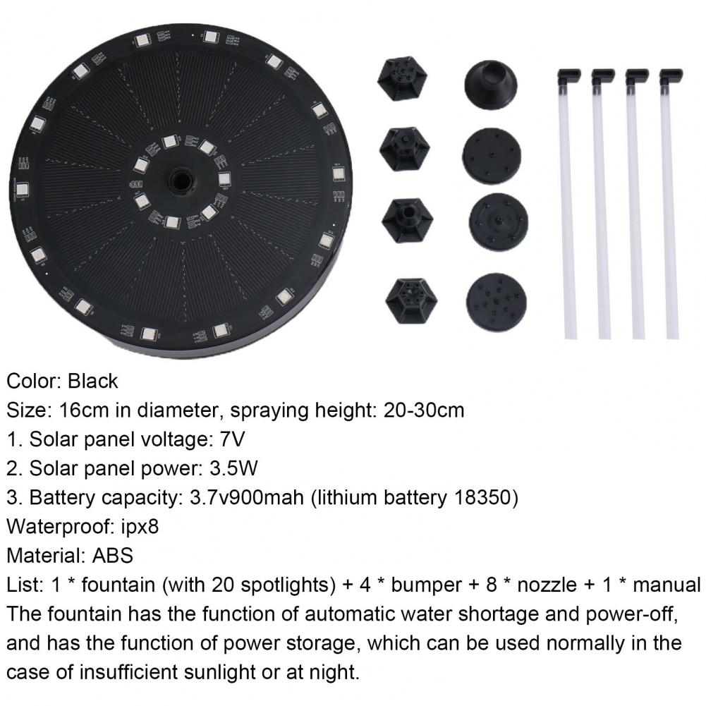 Floating Fountain Solar Powered Eco-friendly ABS Pond Pool Garden Fountain for Aquarium Pool Garden Fountain