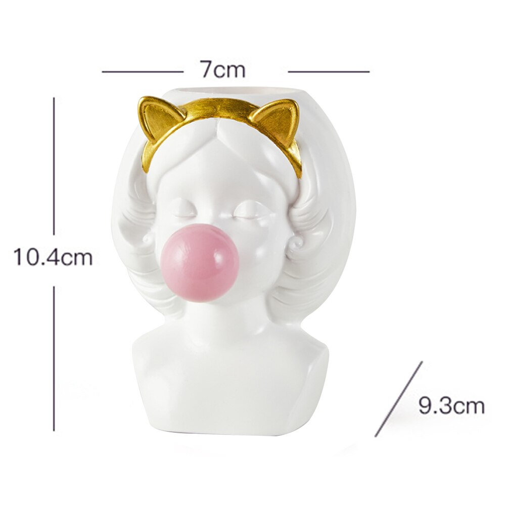 Pot de fleur en résine pour filles, Figurine tête de visage, plantes succulentes, plantes de jardin, fleurs de croissance, décor de table pour la maison, ornements: D