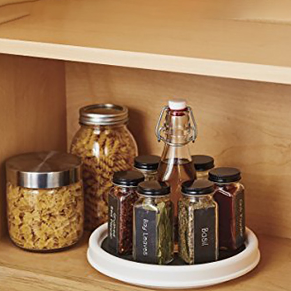 360 Rotatable Round Spice Jar Storage Rack Tray Turntable Home Kitchen Jar Holder Spice Stand For Pepper Baking Ingredients