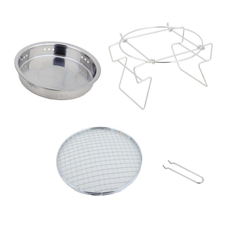 Mini Outdoor Stainless Steel Round Barbecue Rack Portable Folding Campfire BBQ Charcoal Grill Combo for Picnic Patio Tools: Large