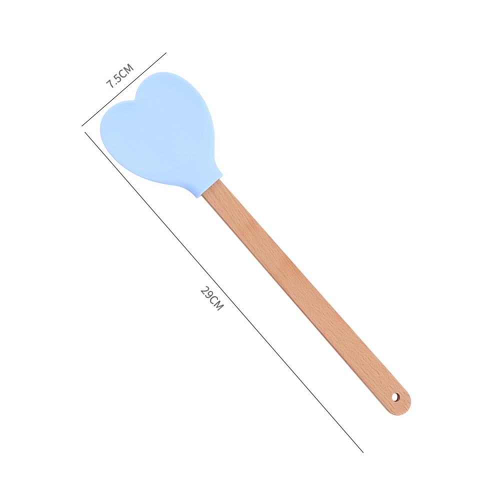 Spatule en Silicone rose amour pour la saint-valentin, manche en bois en forme de cœur, spatules de cuisson, ustensiles de cuisine, outil de fabrication de gâteaux