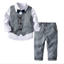 Studentdress barn guttedrakt hvit skjorte + vest + bukser 3 stk gentleman formell pjokk baby gutt dress dress: 4t