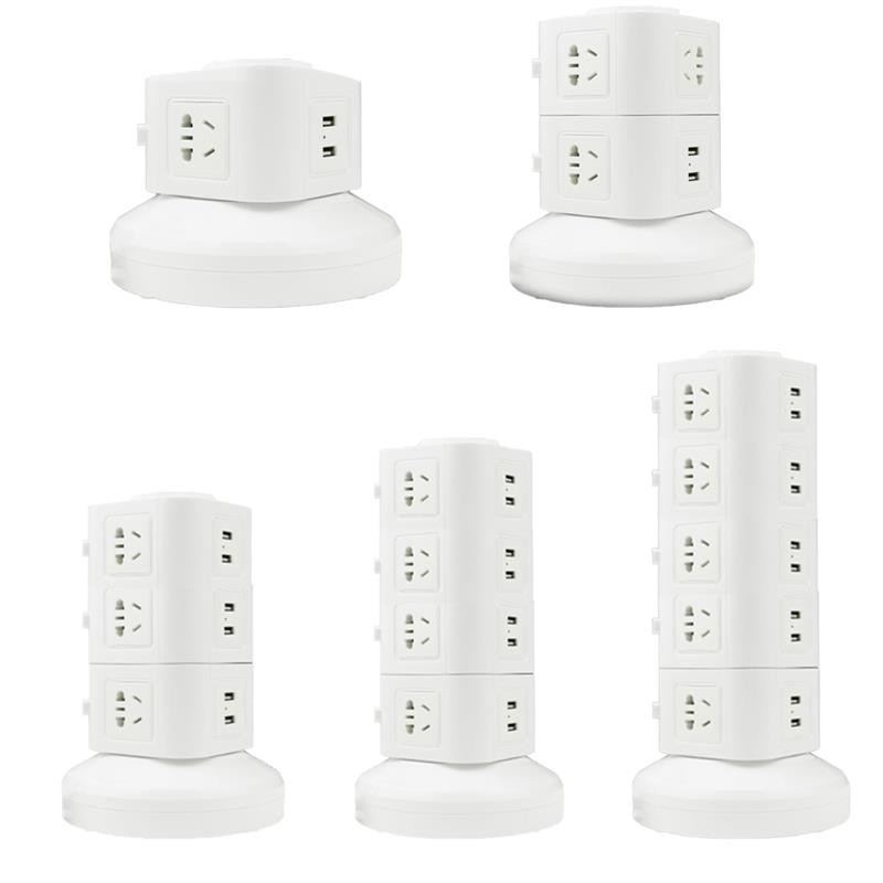 Multi Layer Tower Socket Port Outlet USB Power Strip Vertical EU Electric Plug Universal Outlet Sockets Charger Surge Protector