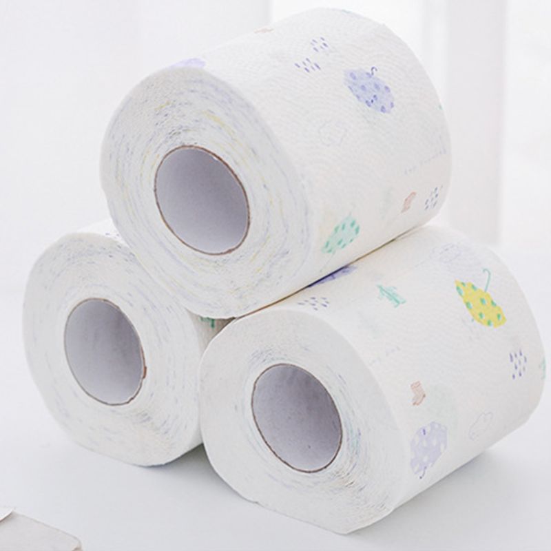 12 rotoli di Carta Igienica Nessun Agente Fluorescente Morbido Stronge 3-piega Lenzuola Bagno Del Tessuto Bello e Romantico di Stampa