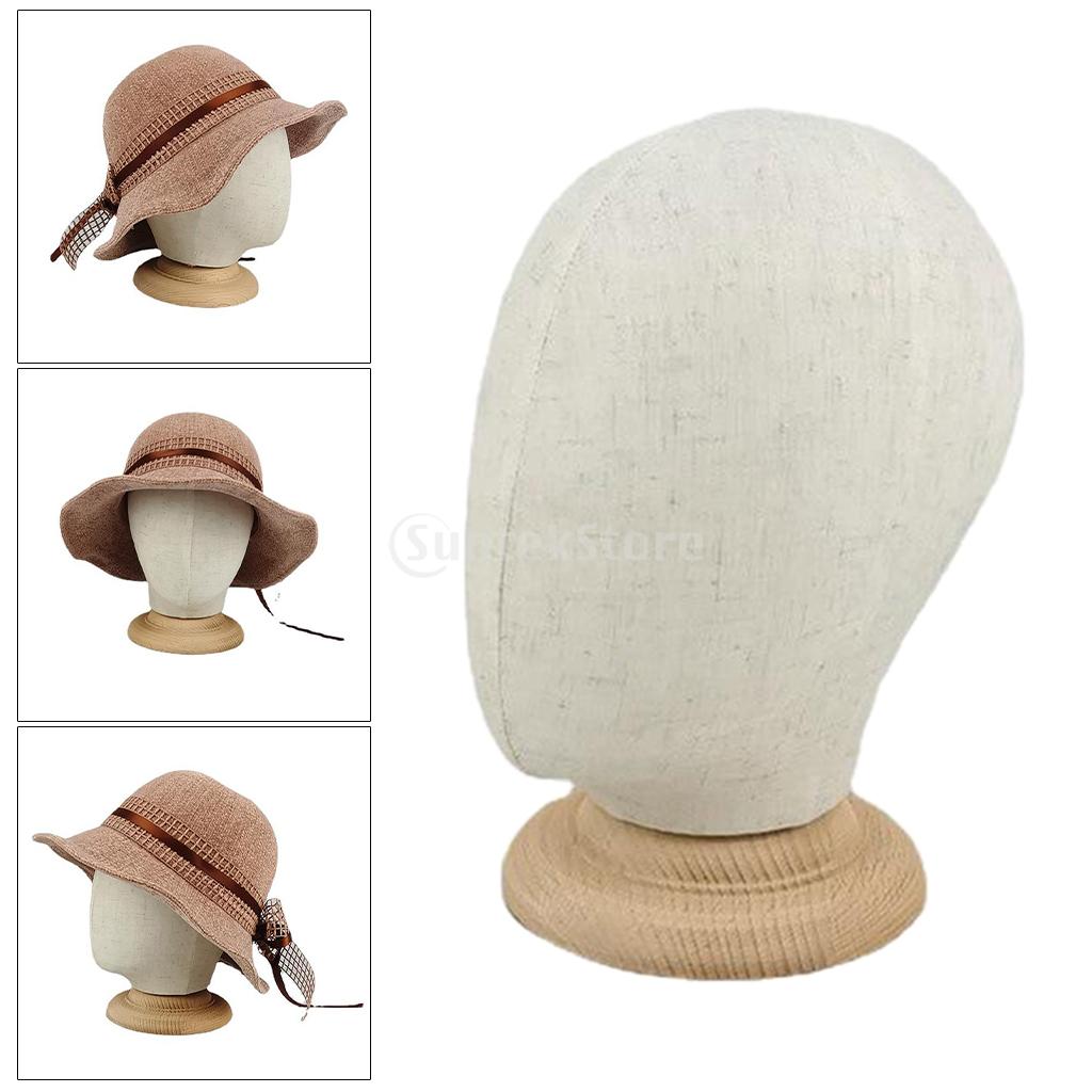 21 tommer kork lærred blok hoved mannequin manikin paryk fremstilling af hat display styling hoved med træ stativ beige