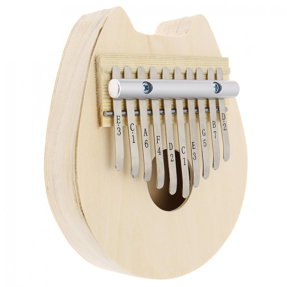 10 Key Single Board Cat Shape Kalimba DIY Kit Basswood Thumb Piano Mbira for Handwork Painting Parents-child Campaign