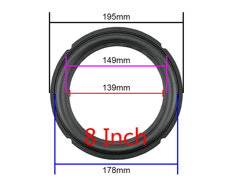 Ghxapm 8 Inch 10 Inch 12 Inch Speaker Rubber Surround Side Reparatie Onderdelen Luidspreker Repairment Vouwen Rand Diy 1 Pairs