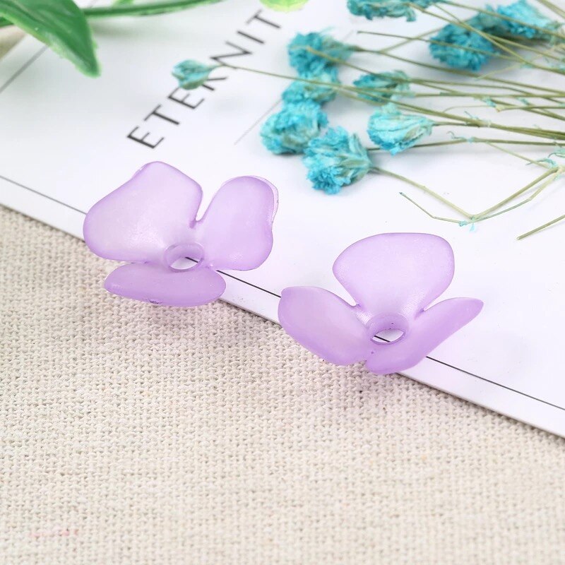 10 stuks 15 kleuren acryl 22mm blad bloemblaadjes bloem mat acryl spacers kralen voor haar bruiloft oorbellen diy maken accessoires: Paars