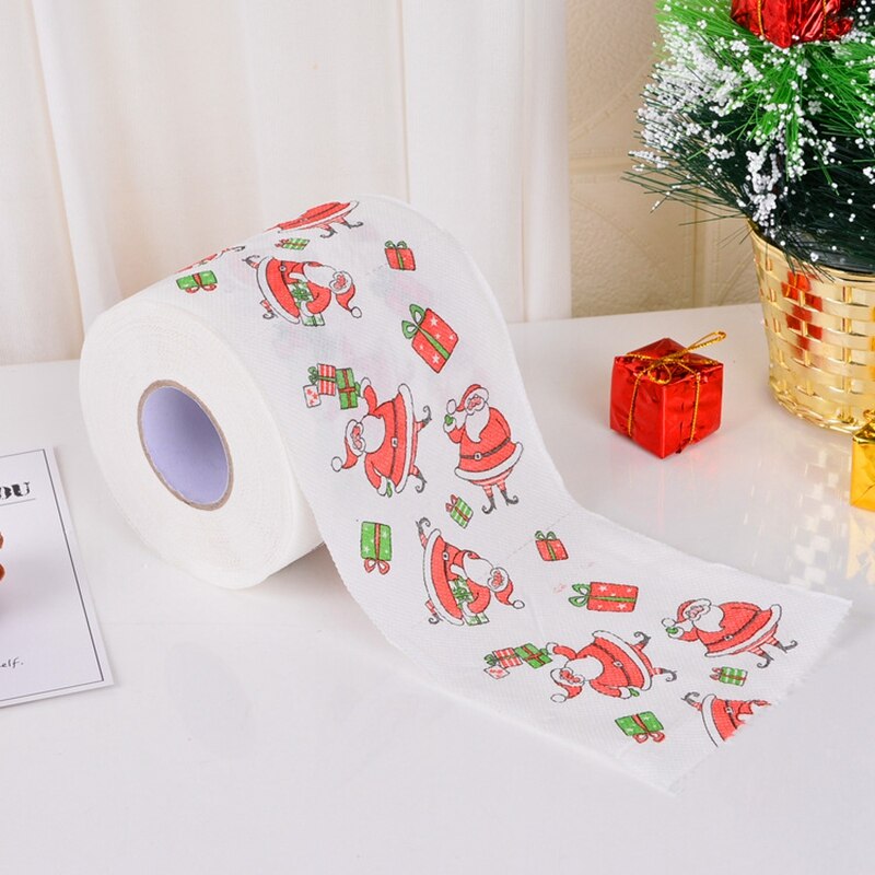 2 Layers 10 Rolls Merry Christmas Hand Roll Paper Santa Printing Roll Paper
