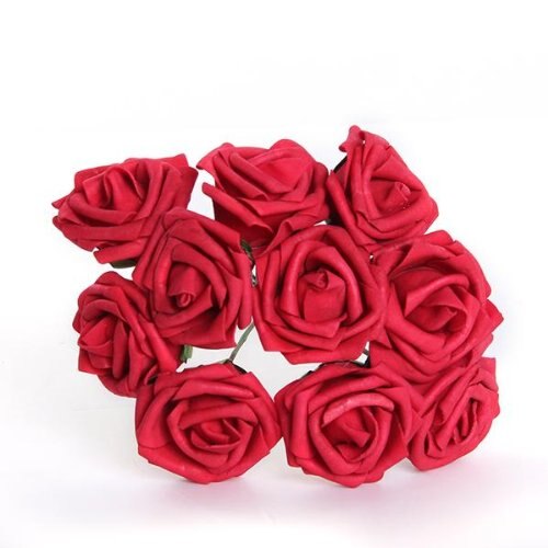 PE Artificial Foam Rose Bouquet Bridal Bouquets for Wedding Decor,Pack of 10 Pcs Red