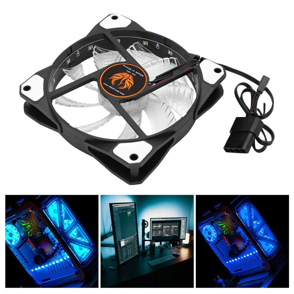 120Mm 15 Led Ultra Stille Computer Pc Case Cooling Fan Cpu Cooler 12V Met Rubber Rustig Molex Connector 3/4Pin Plug Fans Cooler