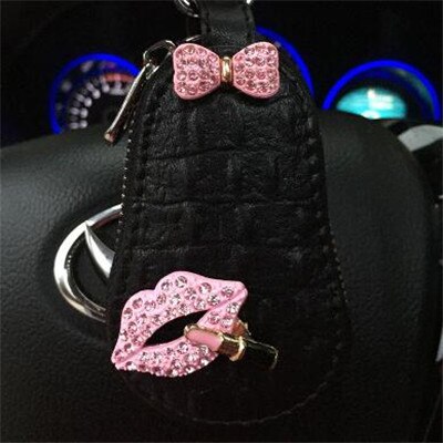 Bolsa borboleta com strass feminina, bolsa para chaves de carro rosa preto escolher 2019 moda coreana: black lip print