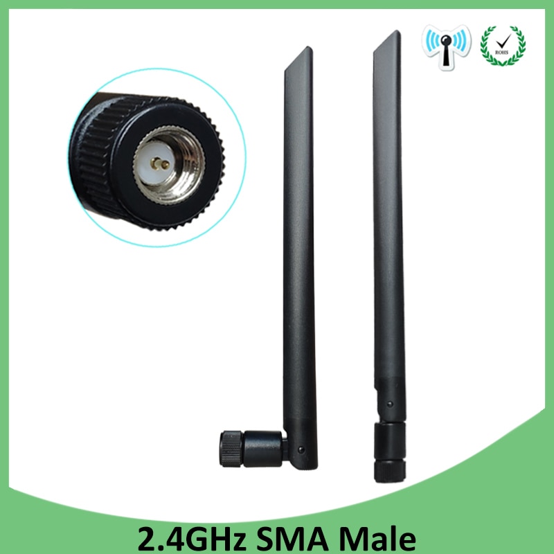 2pcs 2.4 GHz WiFi Antenna 5dBi Aerial SMA Male Connector 2.4ghz antena wi fi antenne 2.4g For Wireless Router Wifi Booster
