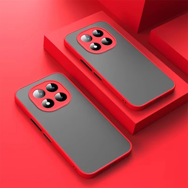 Funda mate para Xiaomi Redmi Note 14 Pro Plus + 4G 5G para Poco X7 Little X 7 parachoques de silicona a prueba de golpes cubierta trasera de plástico duro: Lona / Rojo