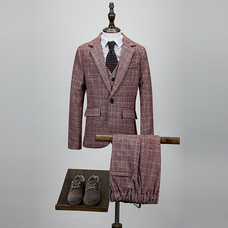 Jongenskostuum, 3-delig, klassiek, slim fit, bruiloft, bal, tuxedo jas, broek en vest, #8157 Wit, 16 Jaren